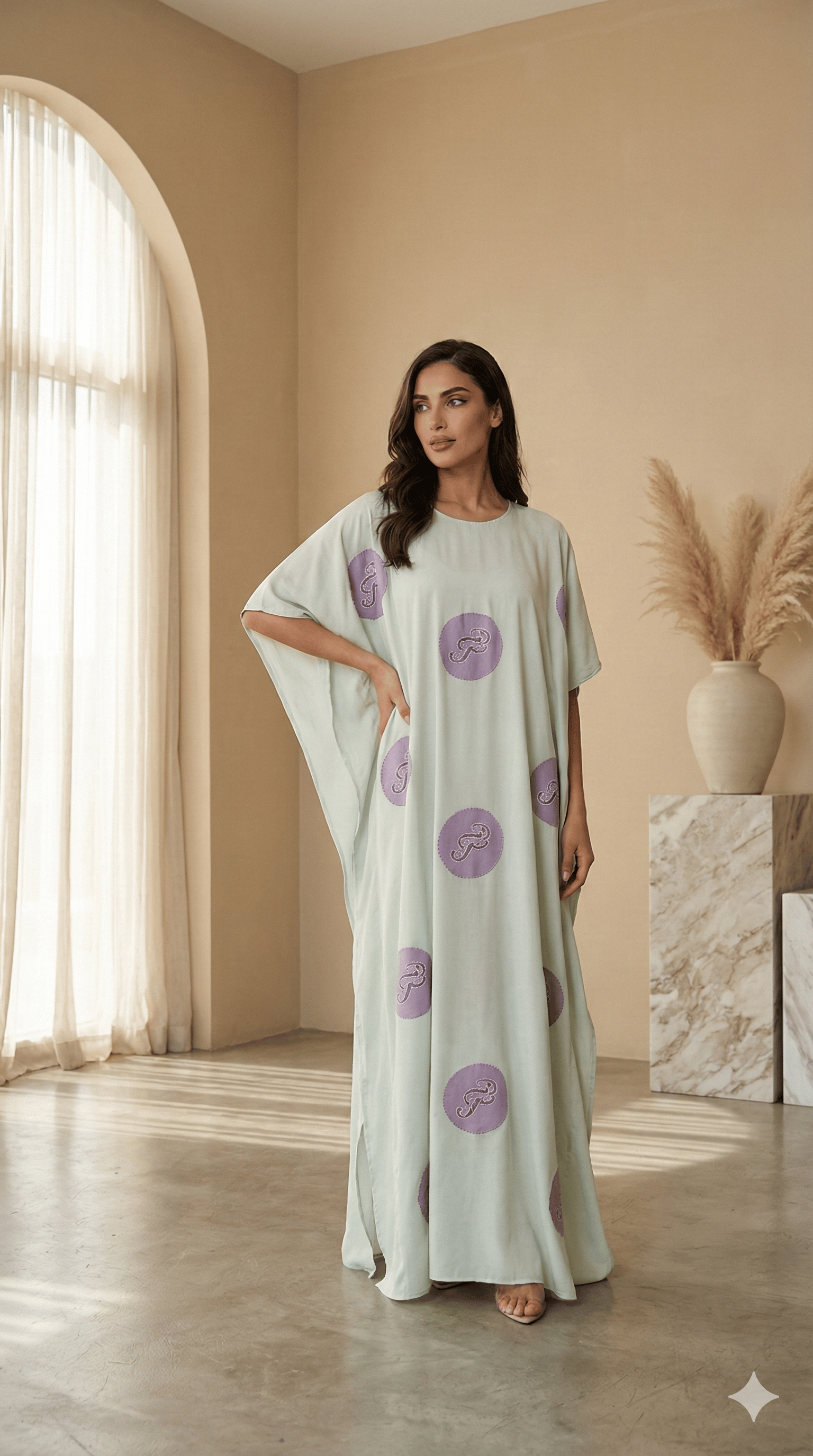 Monogram Cream Kaftan