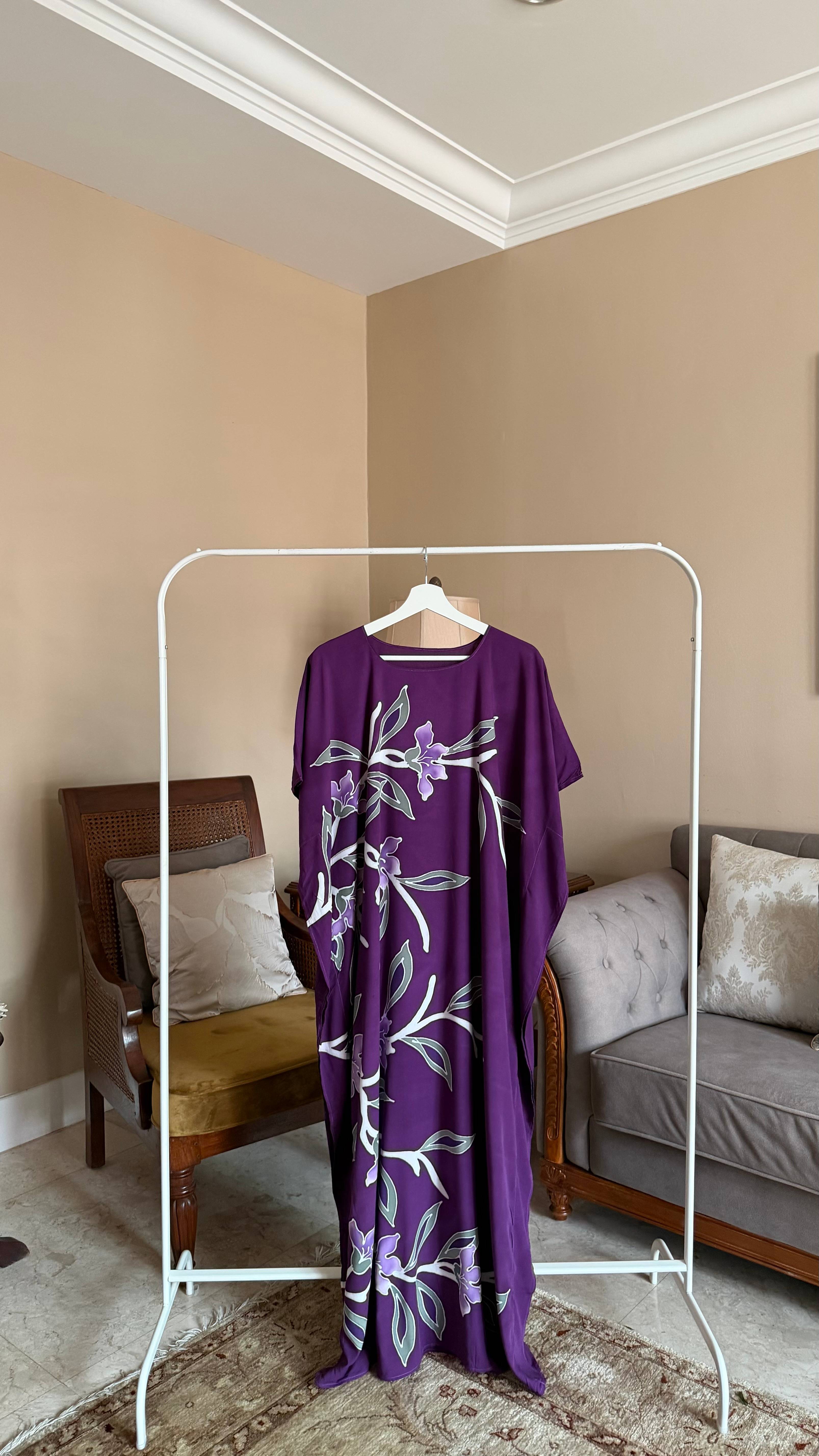 Floral Purple Leaf 3 Kaftan