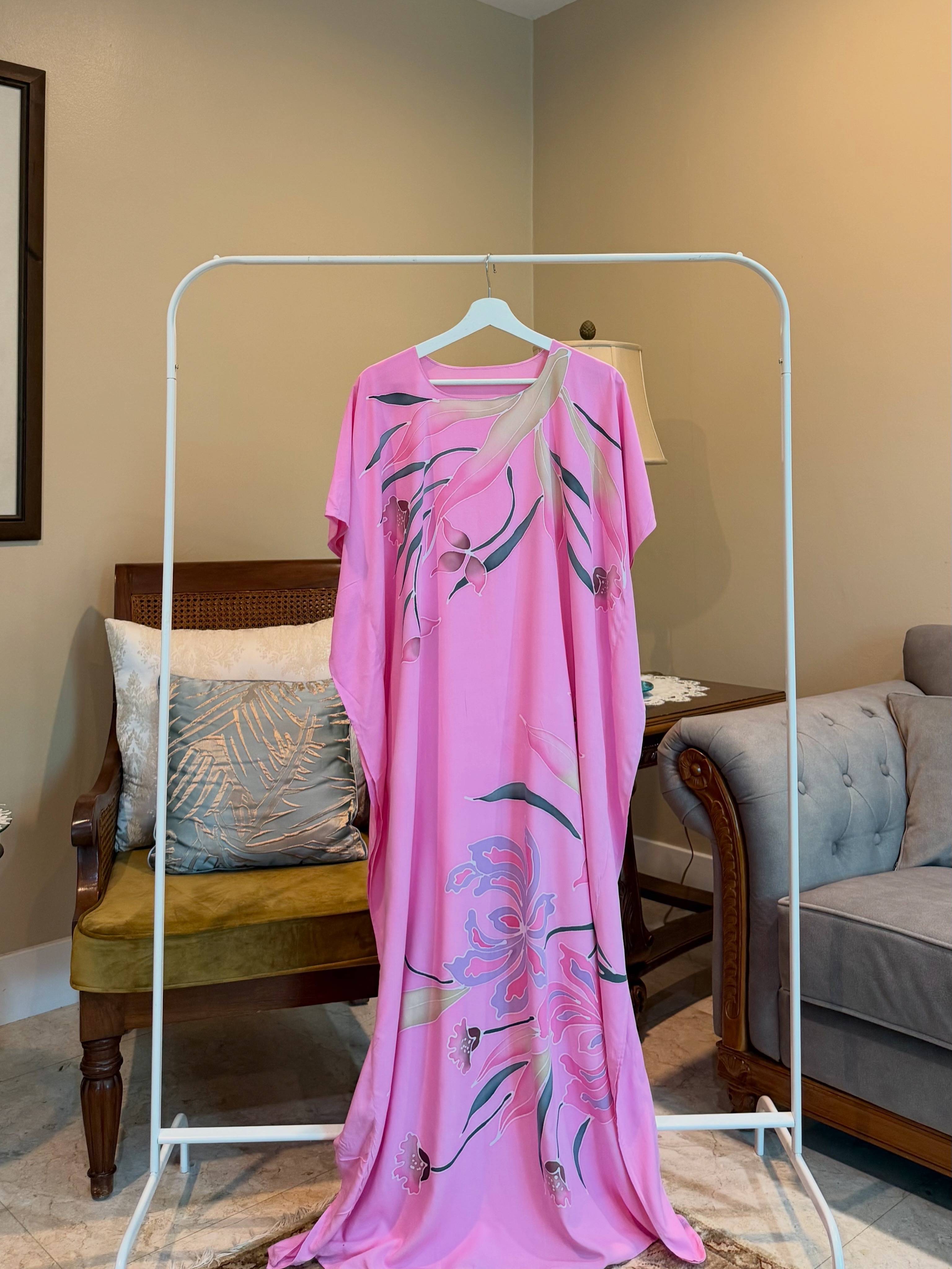 Floral Pink Leaf Kaftan