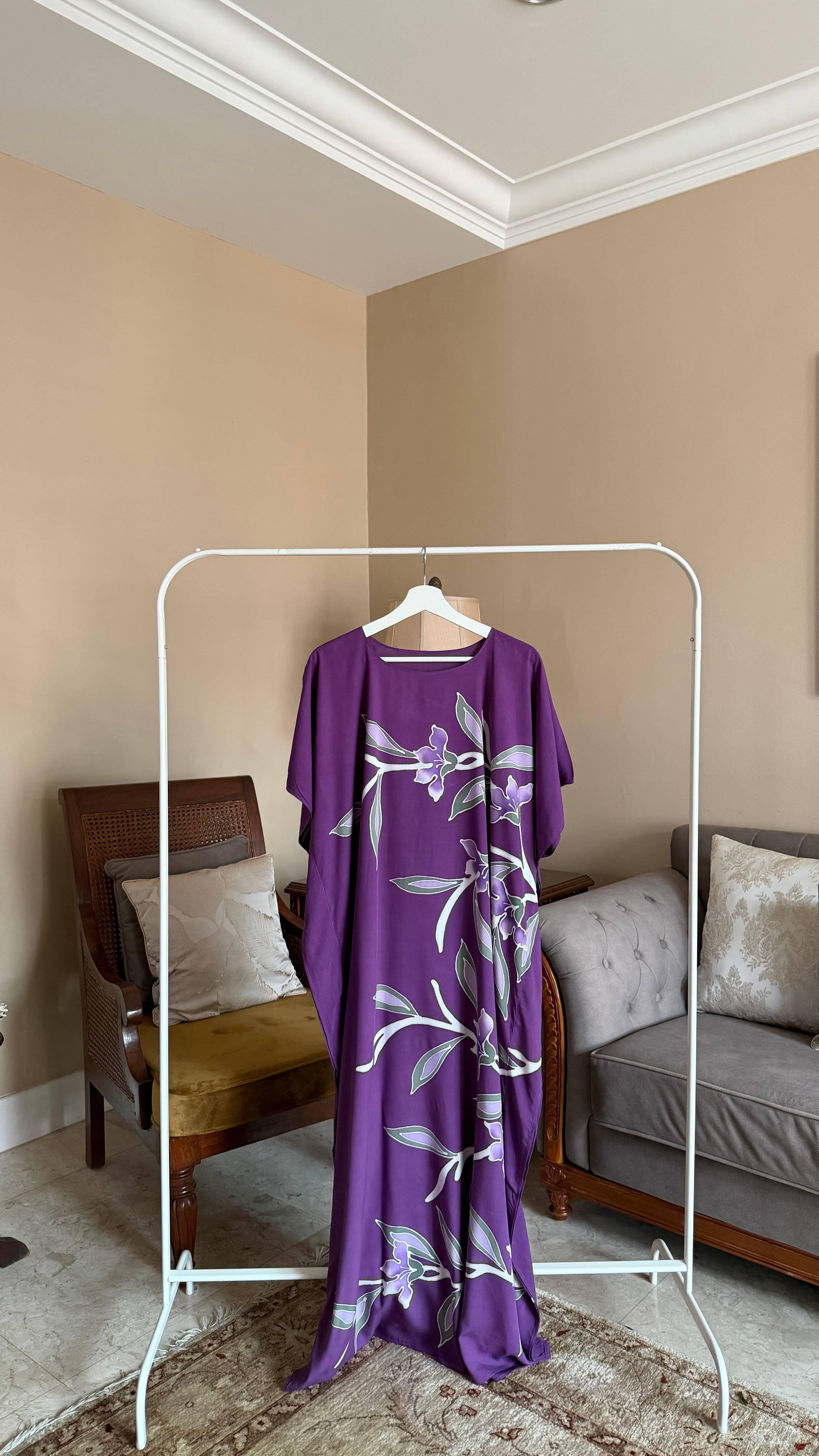 Floral Purple Leaf 2 Kaftan