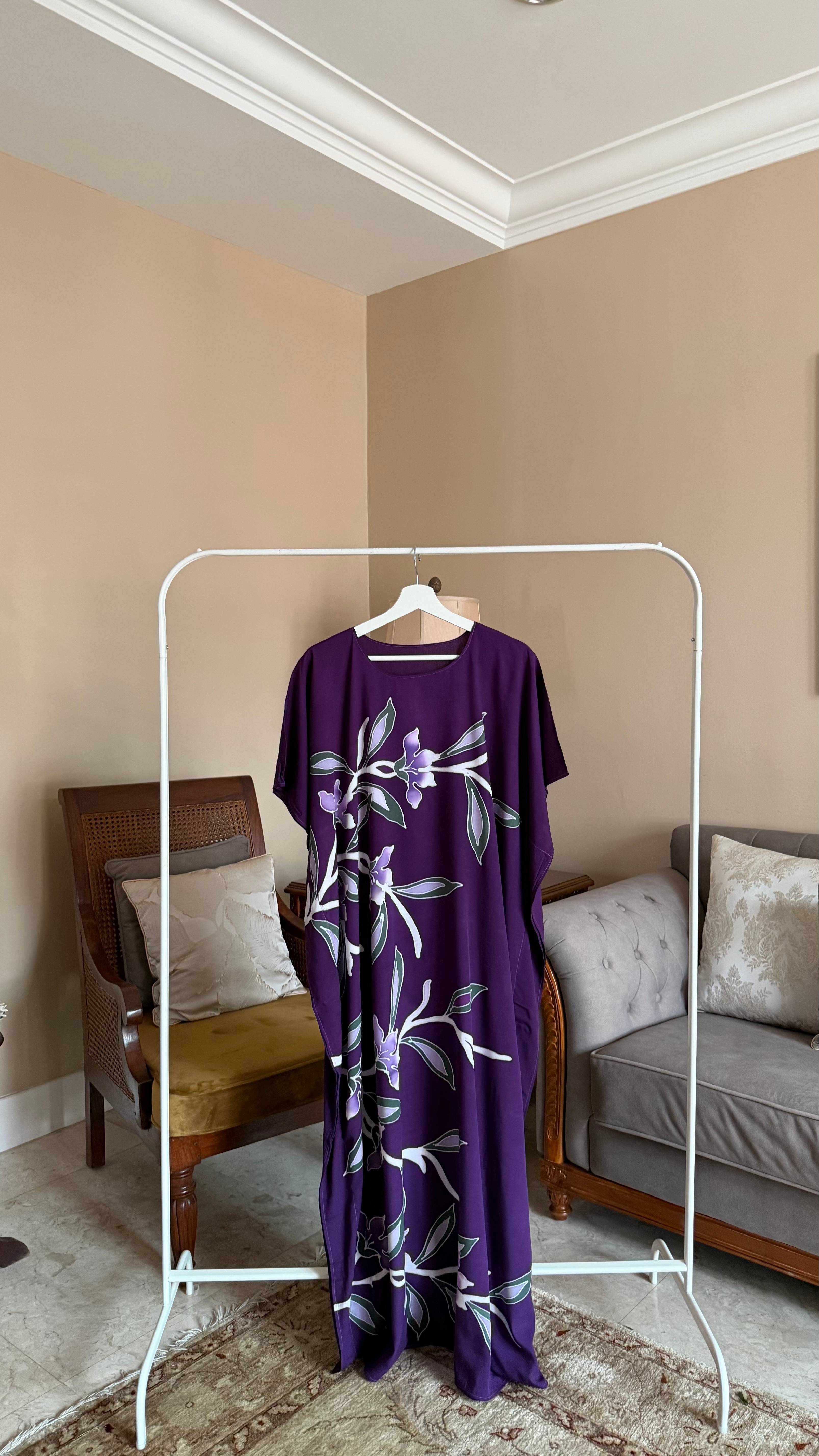 Floral Purple Leaf 4 Kaftan
