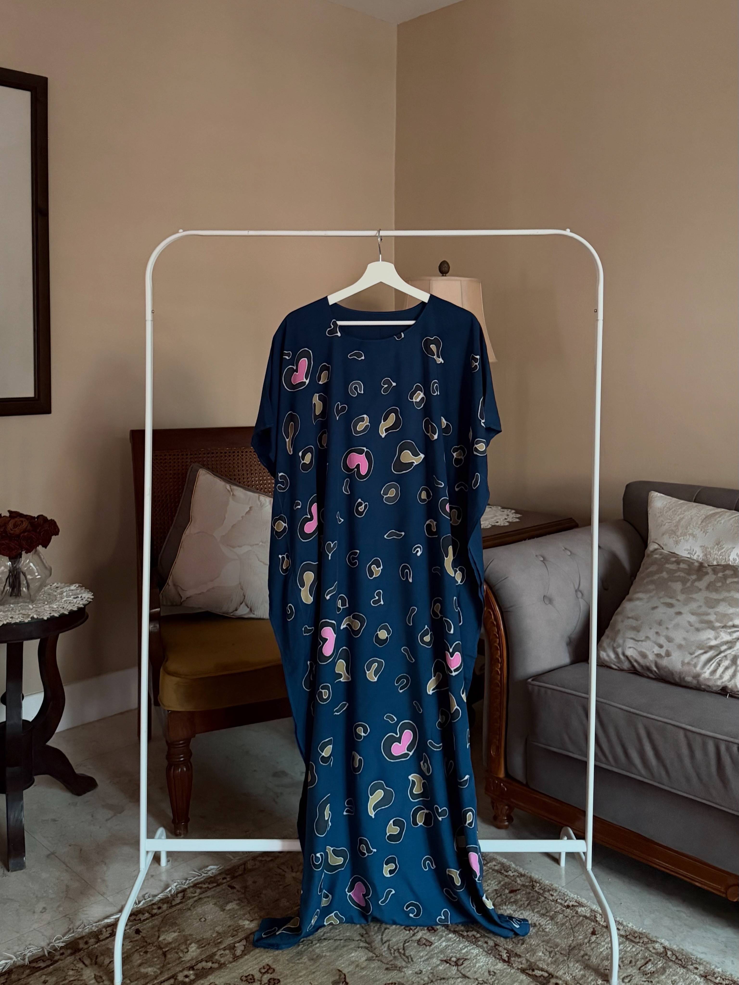 Leopard Navy Blue Kaftan