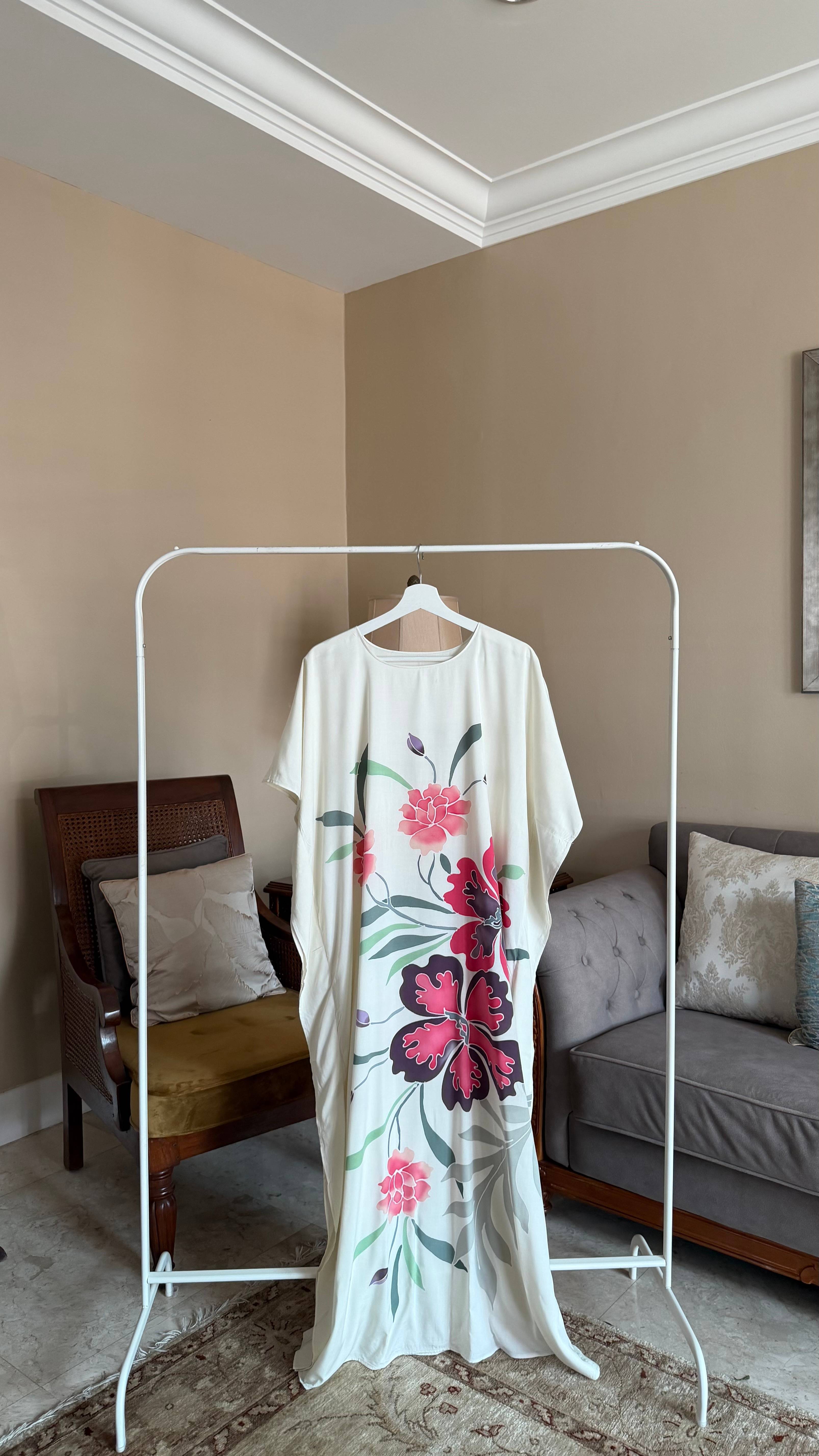 Floral Cream Rose V2 Kaftan