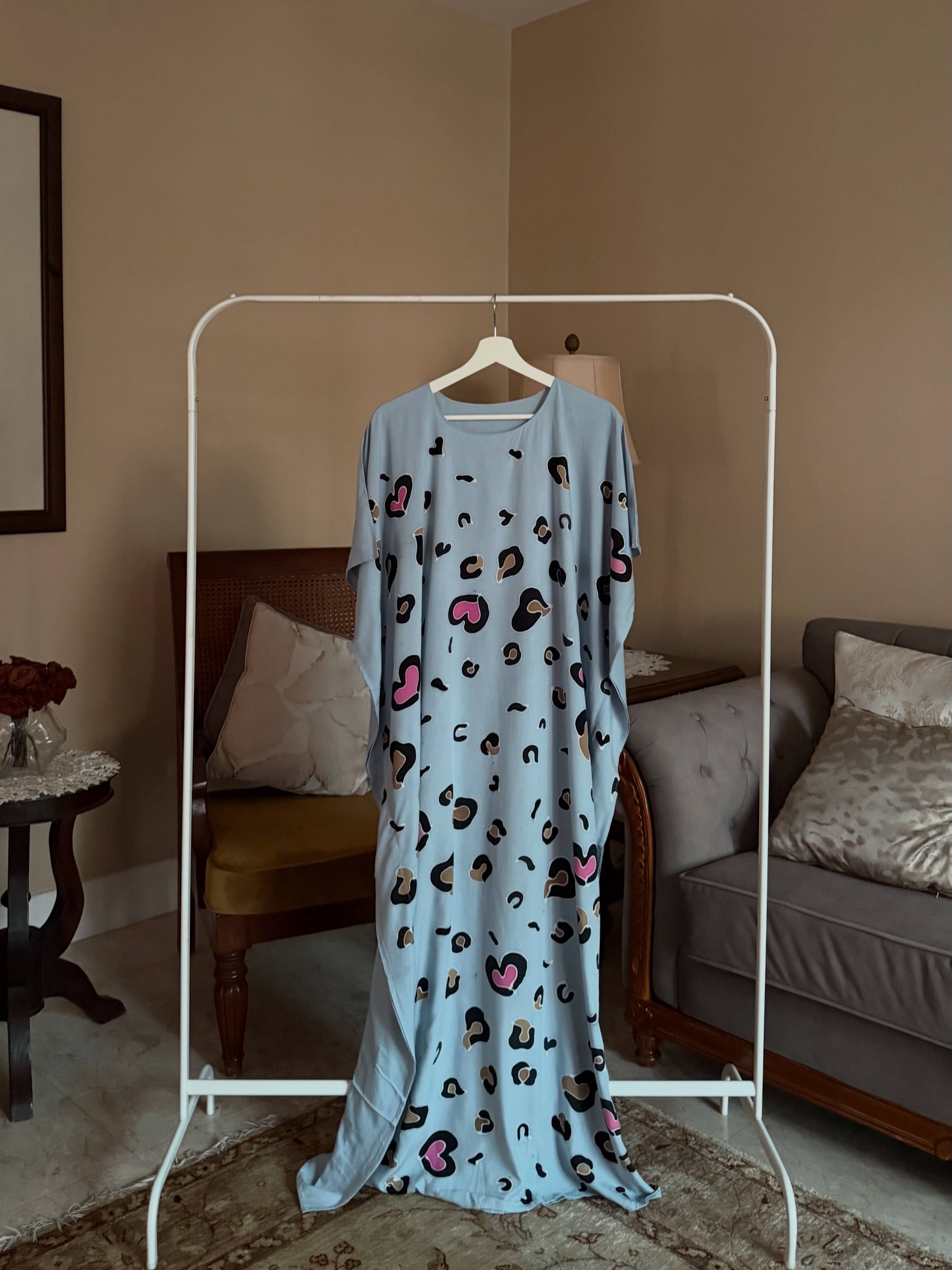 Leopard Baby Blue Kaftan