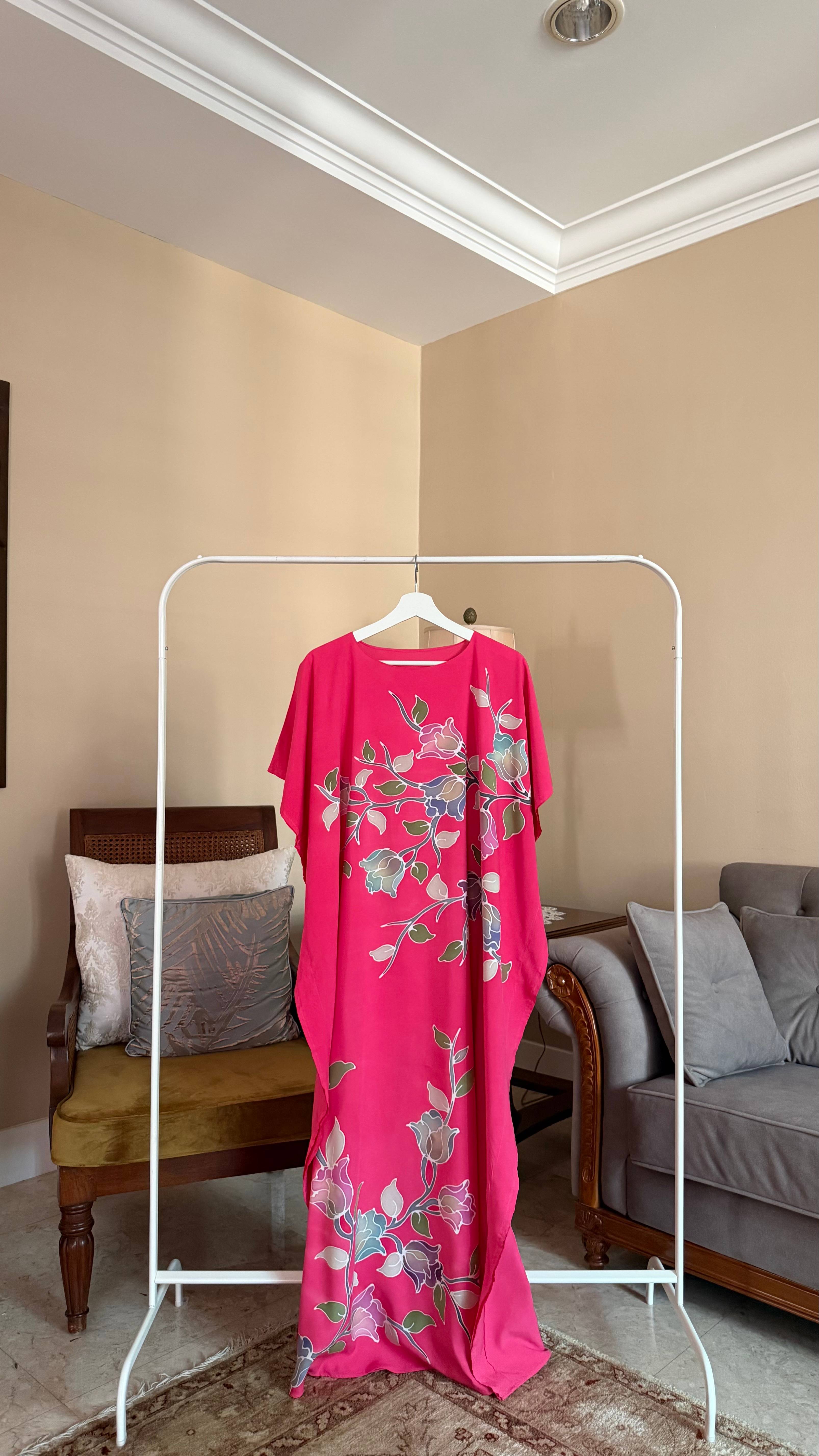 Floral Pink Chili Kaftan