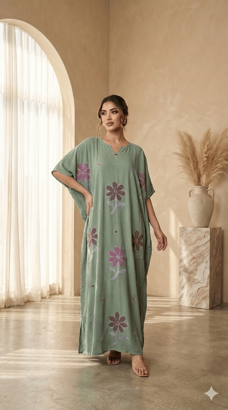 Bloom Green Kaftan