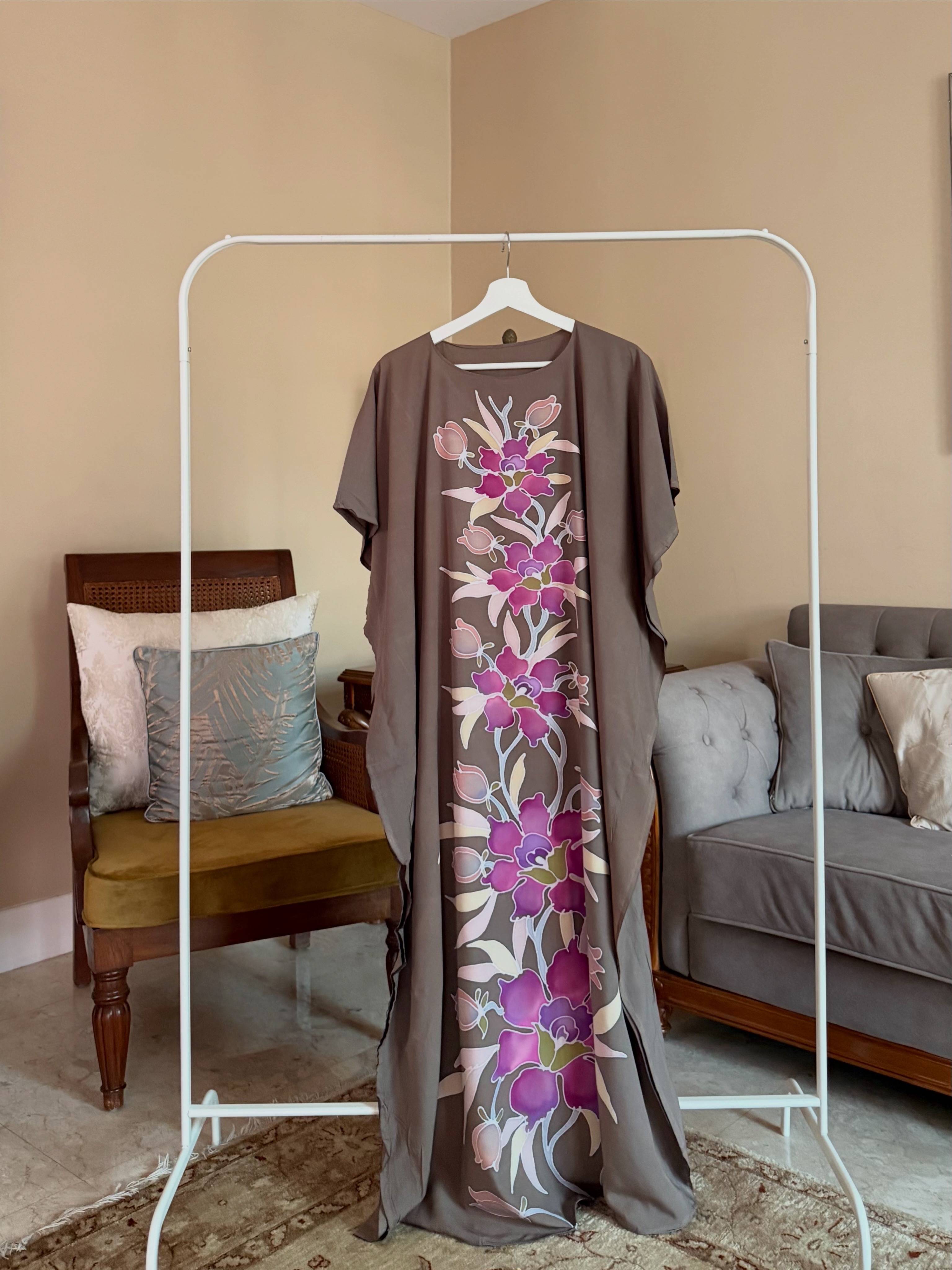 Floral Chocolate Brown Kaftan