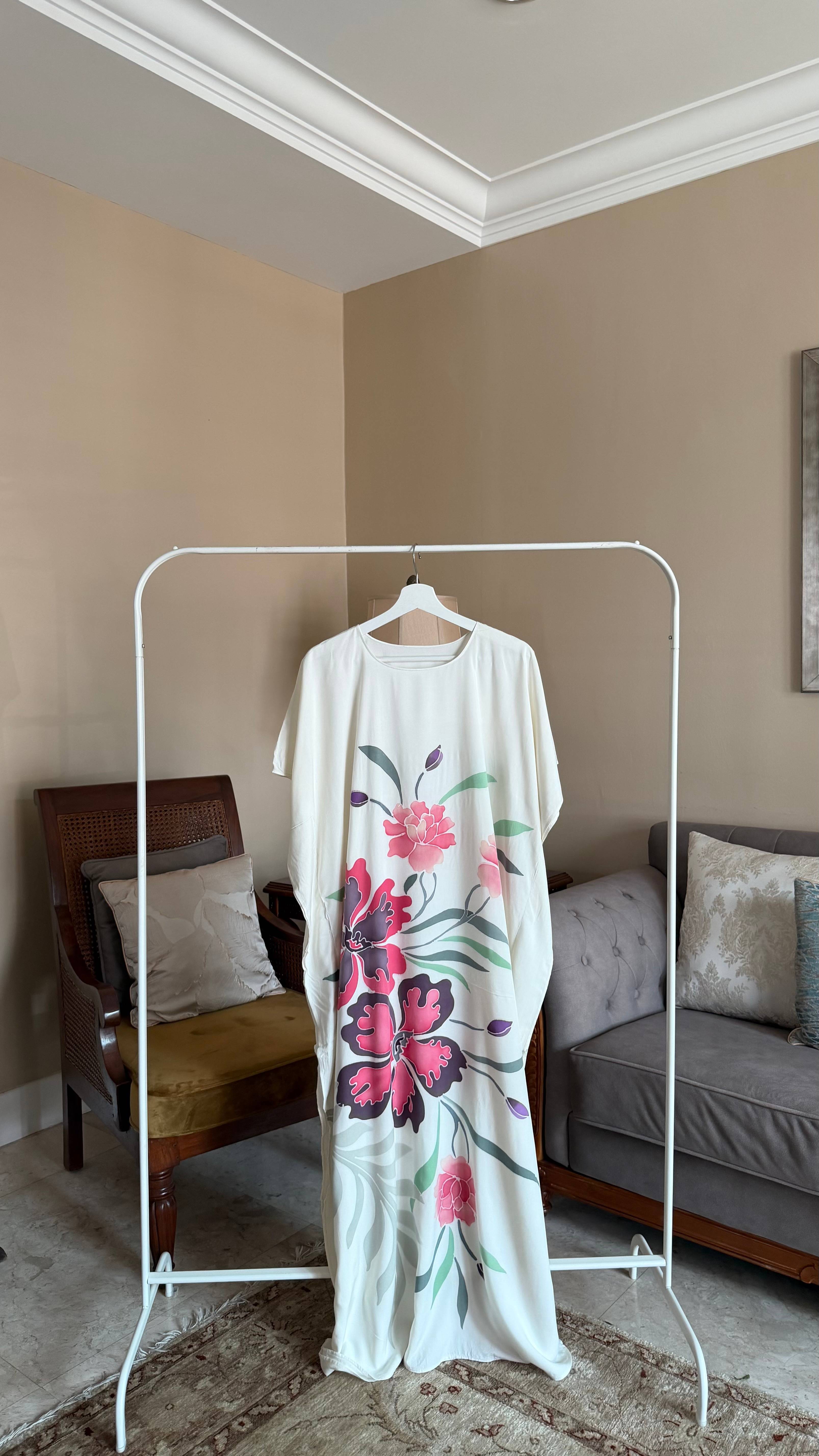 Floral Cream Rose V1 Kaftan