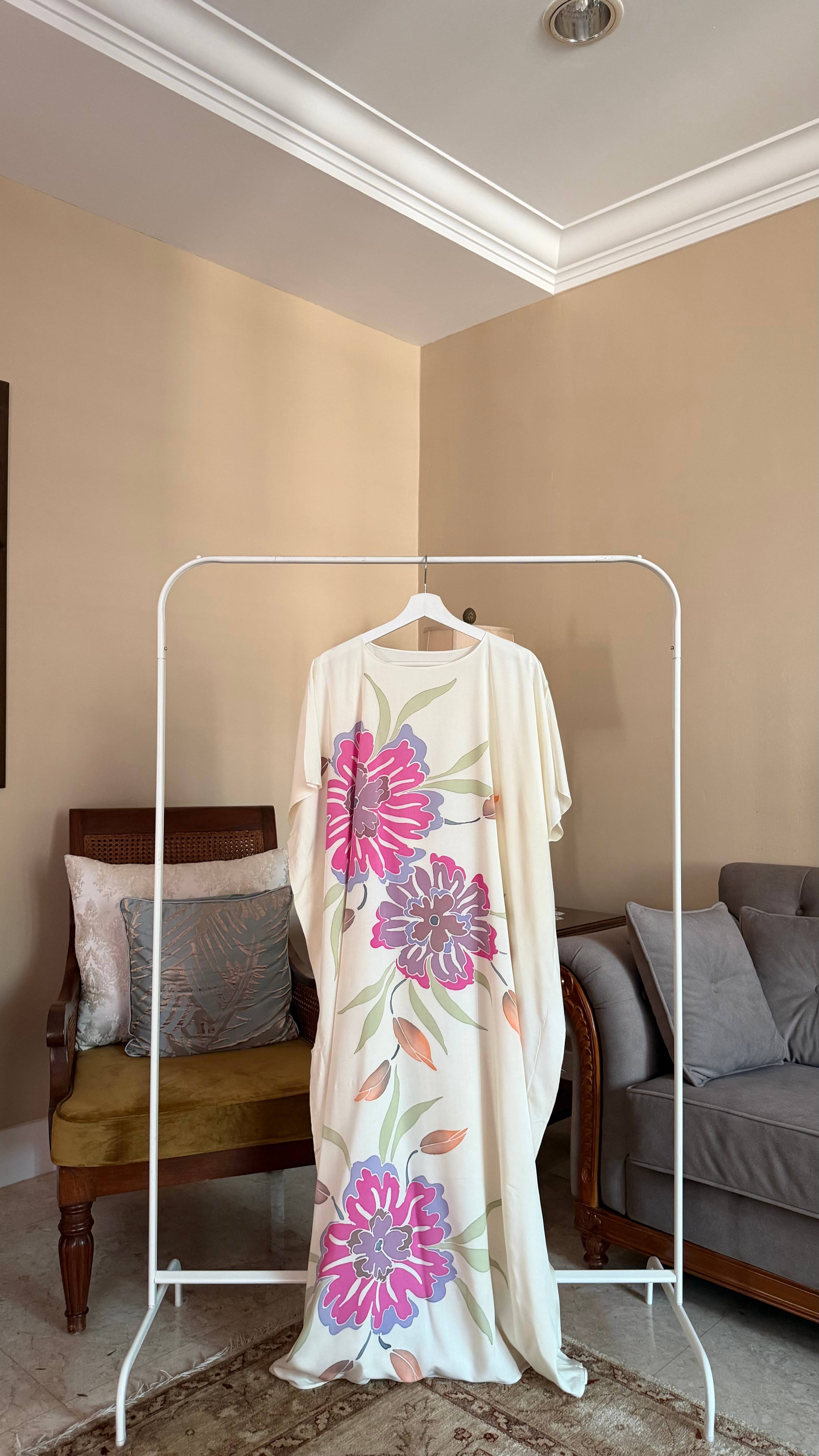 Floral Bloom Off White Kaftan