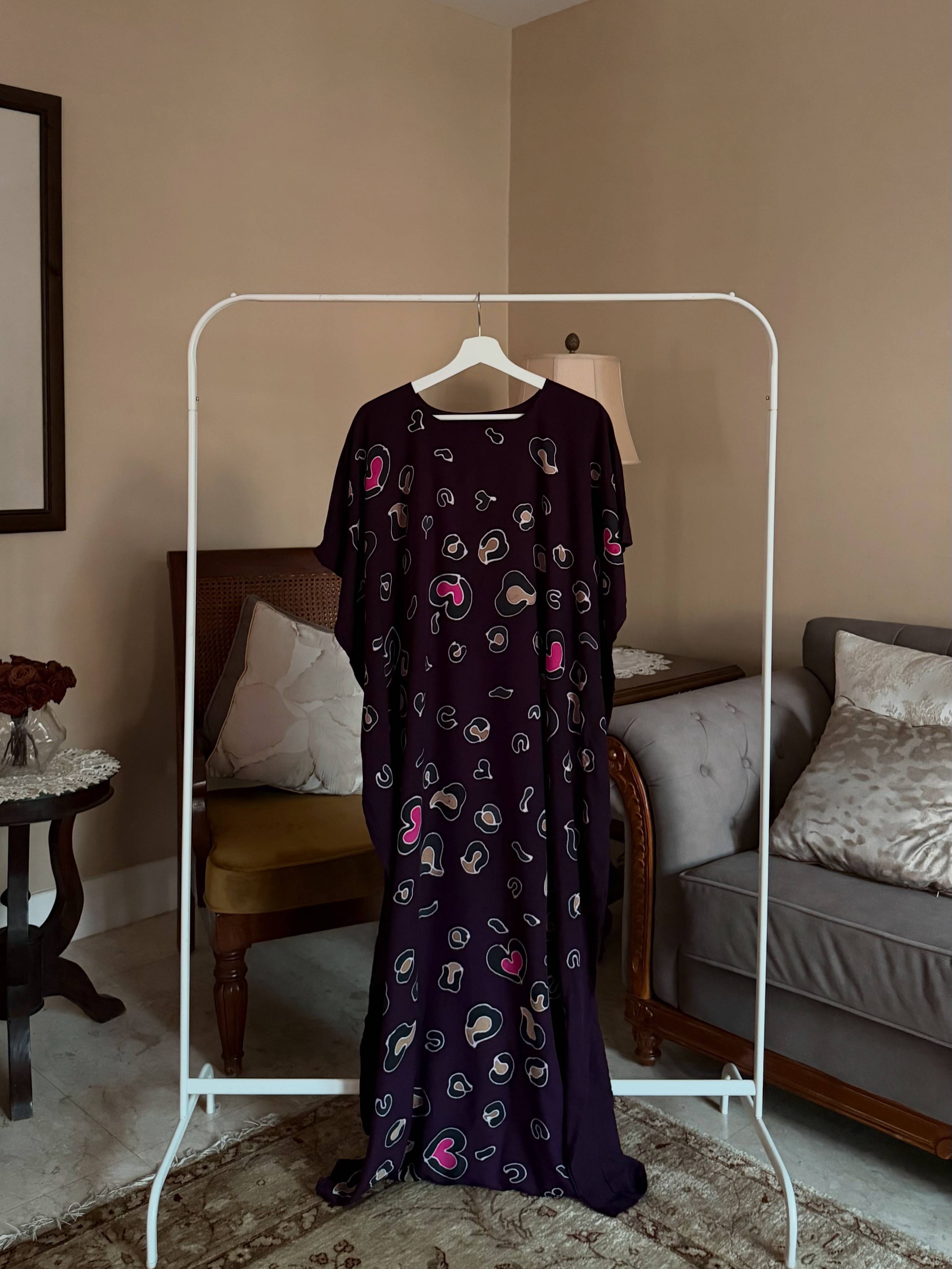 Leopard Dark Purple Kaftan