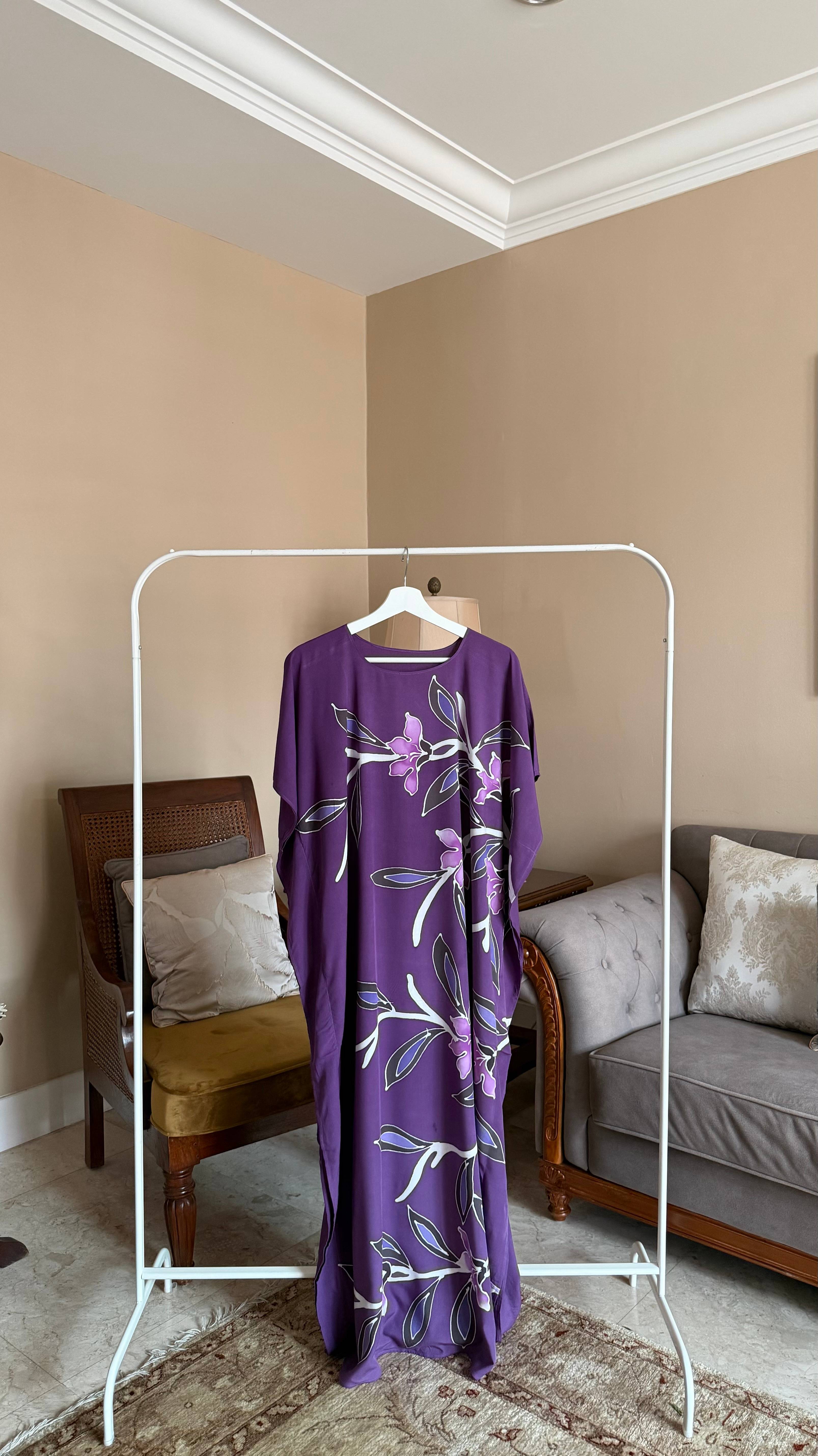 Floral Purple Leaf 1 Kaftan