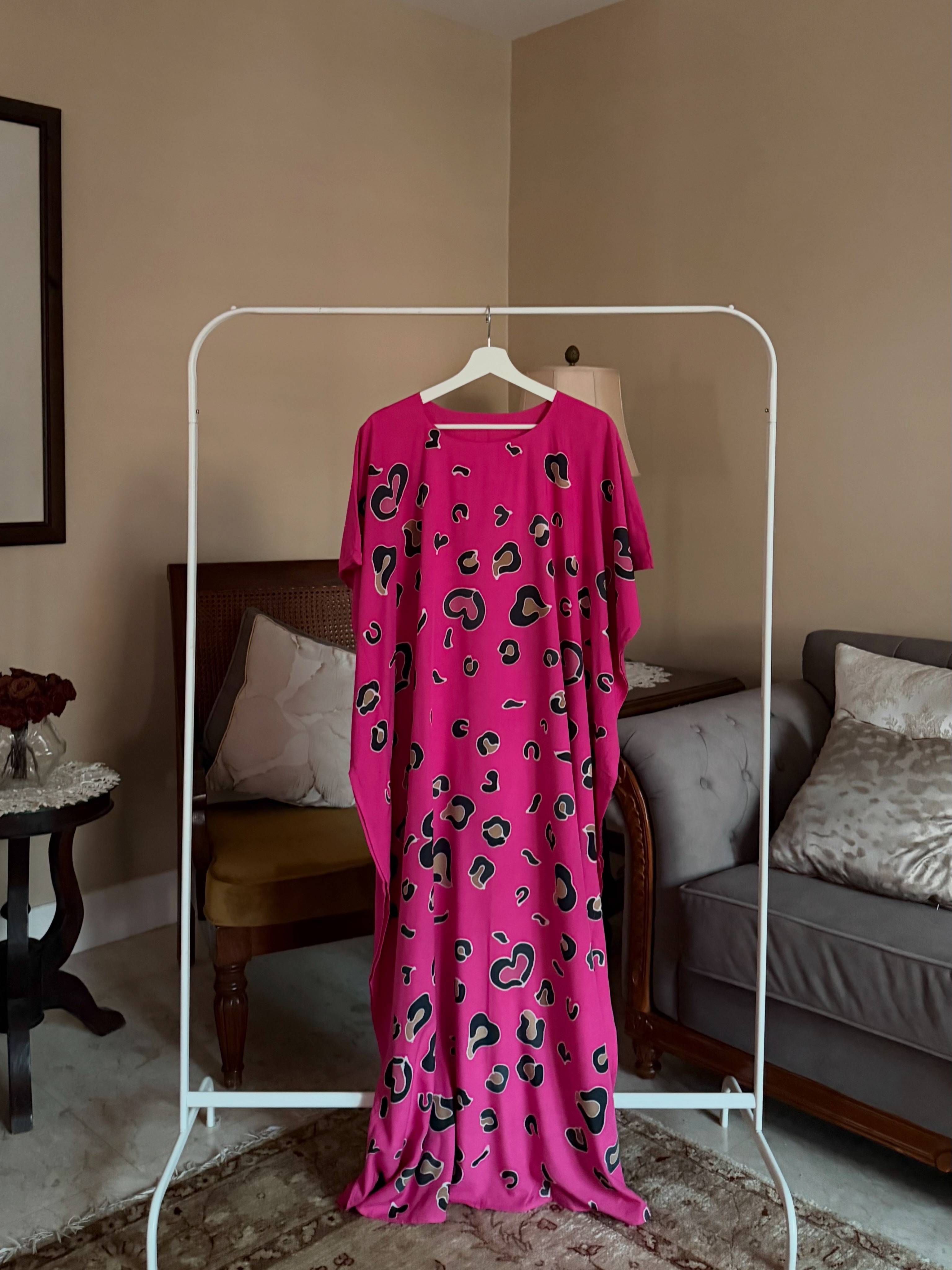 Leopard Hot Pink Kaftan