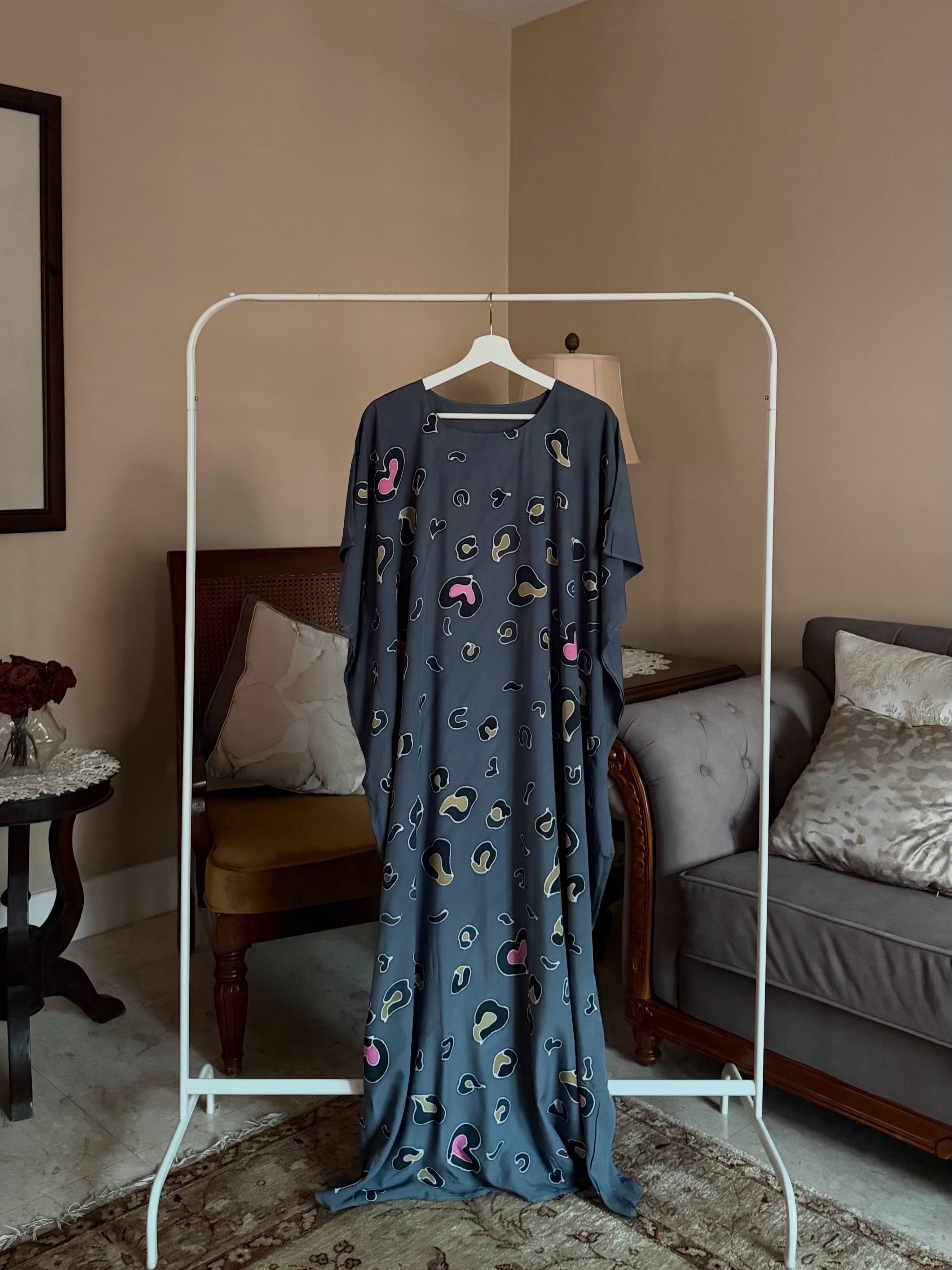 Leopard Dark Grey Kaftan