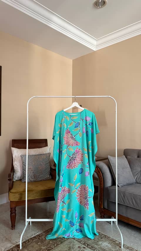 Floral Turqoise Kaftan, image 1