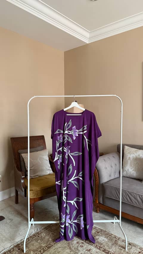 Floral Purple Leaf 3 Kaftan, image 1