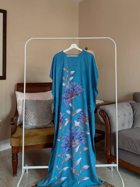 Floral Blue Lotus Kaftan, image 1