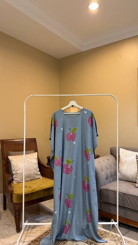Cutesy Cherry Blue Grey Kaftan, image 1