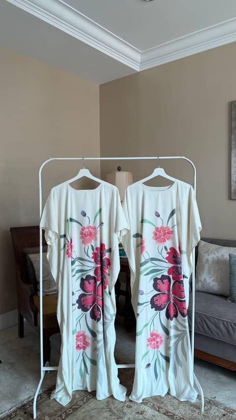 Floral Cream Rose V2 Kaftan, image 2