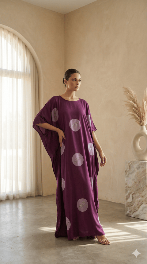 Monogram Purple Maroon Kaftan, image 1