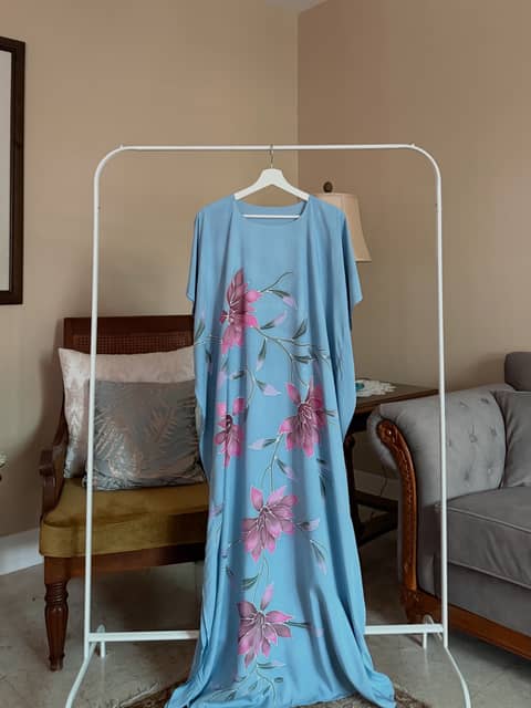Soft Blue Floral Kaftan, image 1
