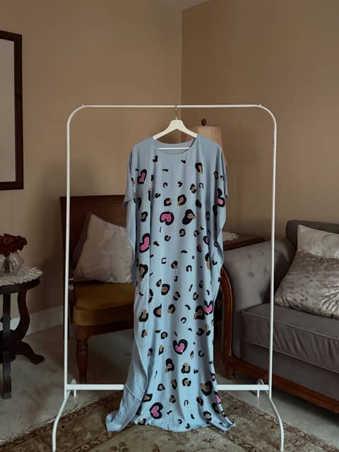 Leopard Baby Blue Kaftan, image 1