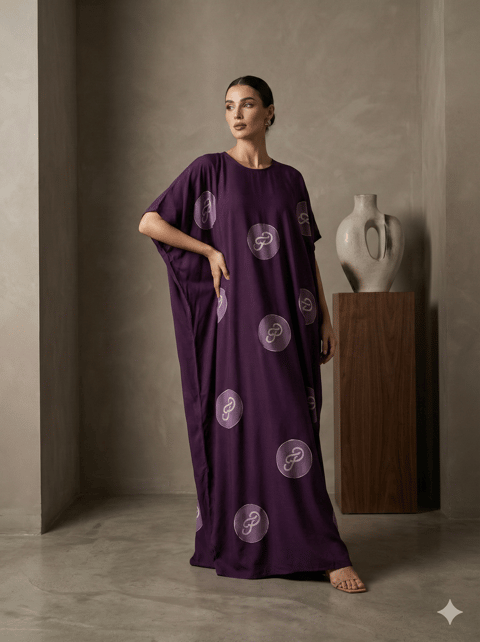 Monogram Dark Purple Kaftan, image 1