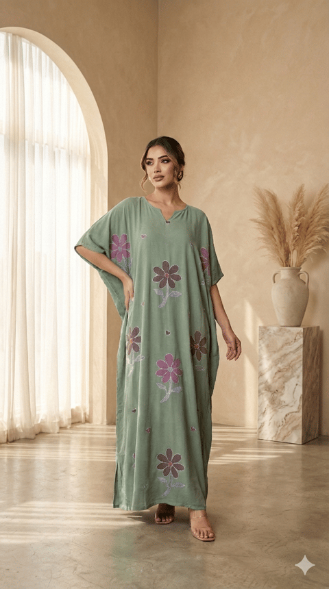 Bloom Green Kaftan, image 1