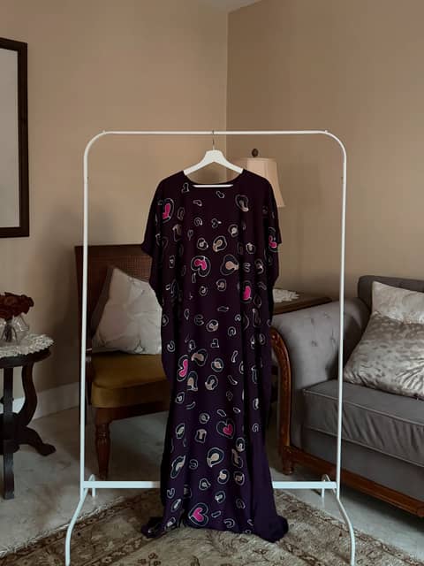 Leopard Dark Purple Kaftan, image 1