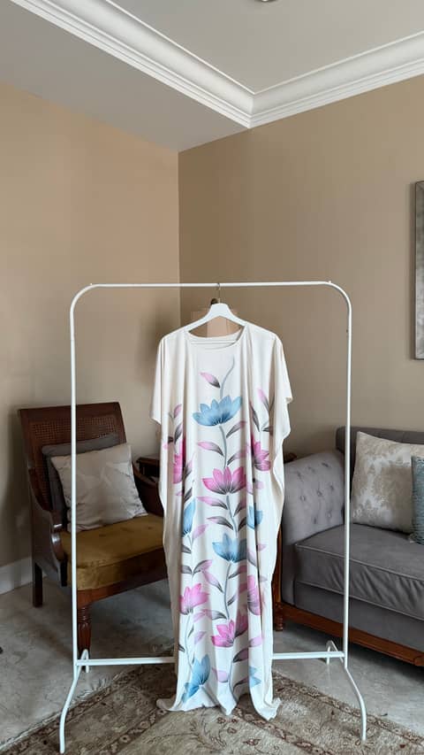 Floral Cream Lotus 2 Kaftan, image 1