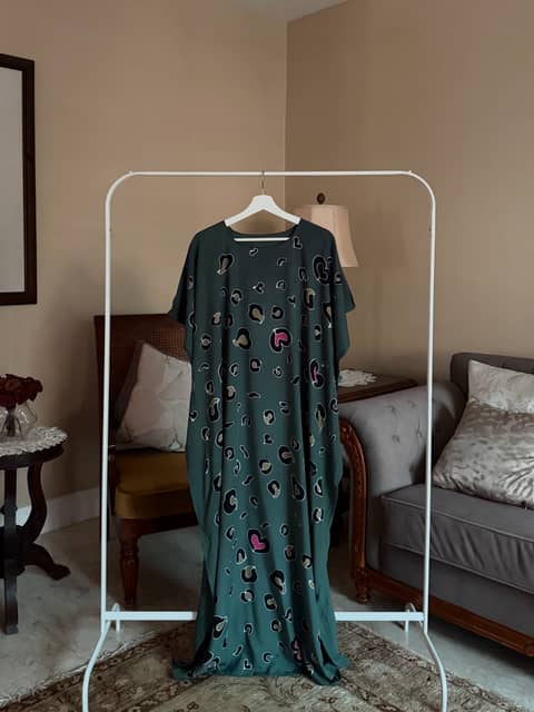 Leopard Olive Green Kaftan, image 1
