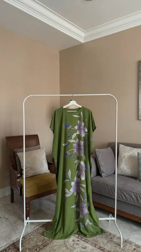 Floral Olive Green Bloom Kaftan, image 1