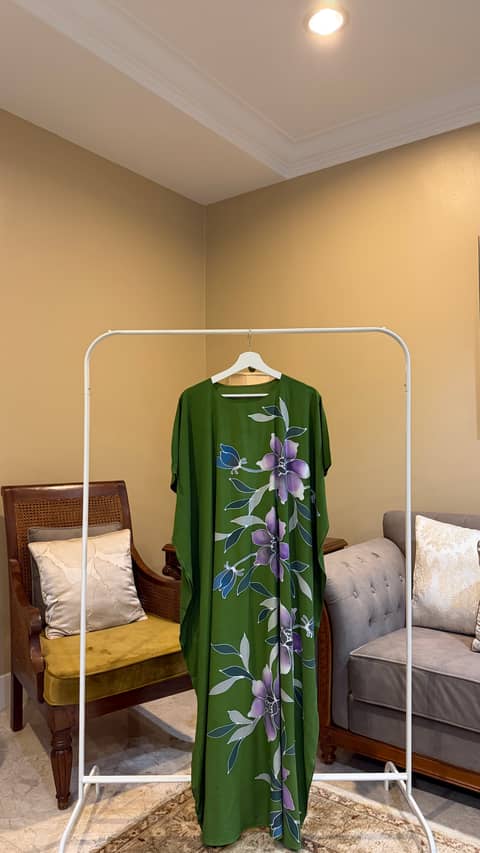 Floral Olive Green Bloom Kaftan, image 2
