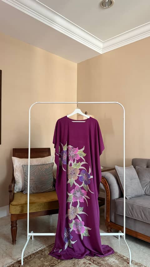Floral Burgundy Purple Kaftan, image 1
